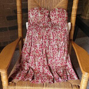rue 21 strapless paisley sundress, red/green/pink, size M